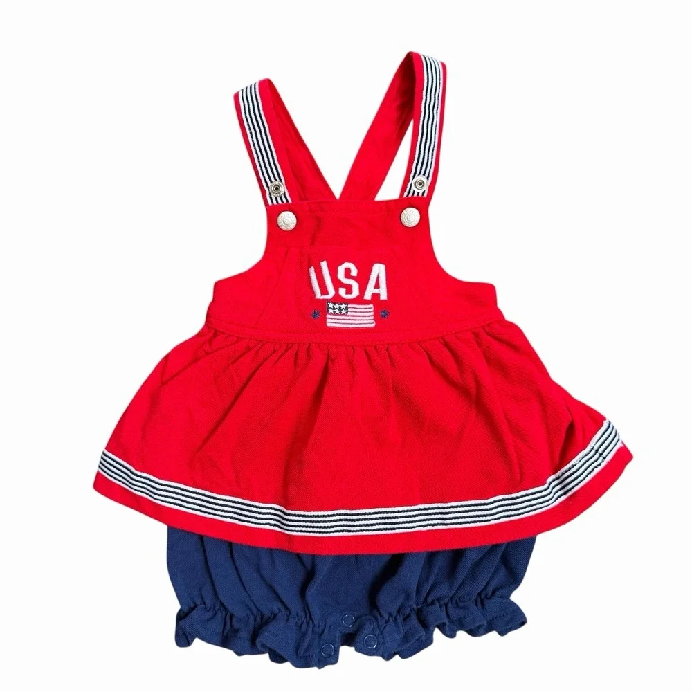 Hush puppies Baby Girl USA Patriotic One Piece Romper Dress Size‎ 6/9 Months
